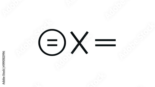 A mathematical equation with a circle and an X on a black background