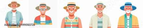 half body vector of a grandpa standing with summer clothes