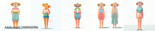 vector of a grandpa standing with summer clothes