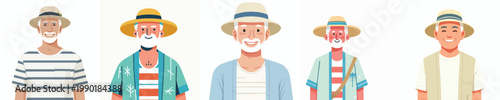 half body vector of a grandpa standing with summer clothes