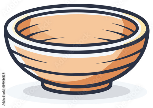 Simple Cartoon Bowl with Outer Rings and Inner Lines