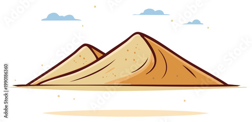 Stylized Desert Dunes Under a Blue Sky with Scattered Clouds
