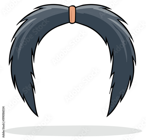 Dark spiky hair bun topknot man bun hairstyle graphic vector art element
