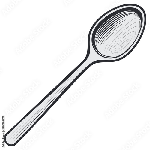 Classic dining spoon in a retro engraved sketch style, isolated vector illustration