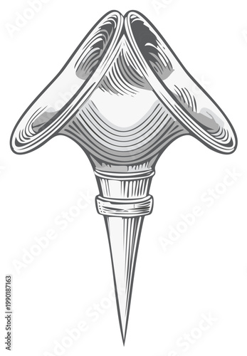 Elegant stylized decorative finial with a pointed base and intricate engraved patterns