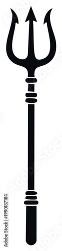 Stylized Trident Illustration, Vector Image of a Simple Three-Pronged Spear, Decorative Graphic Element