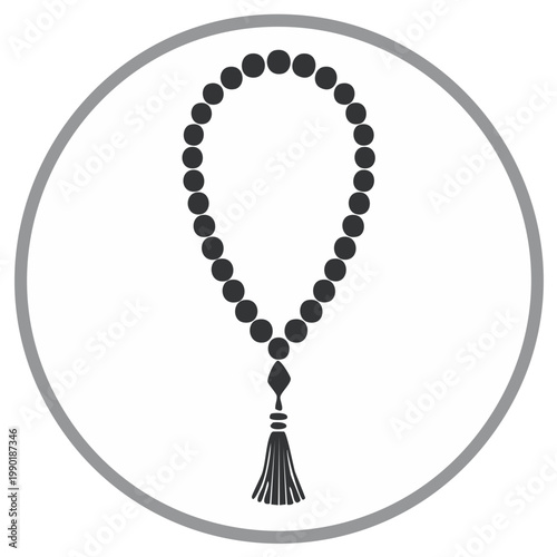 Islamic prayer beads icon in circle frame illustration, religious design