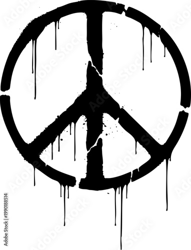Graffiti Stencil Peace Symbol with Drip Effect