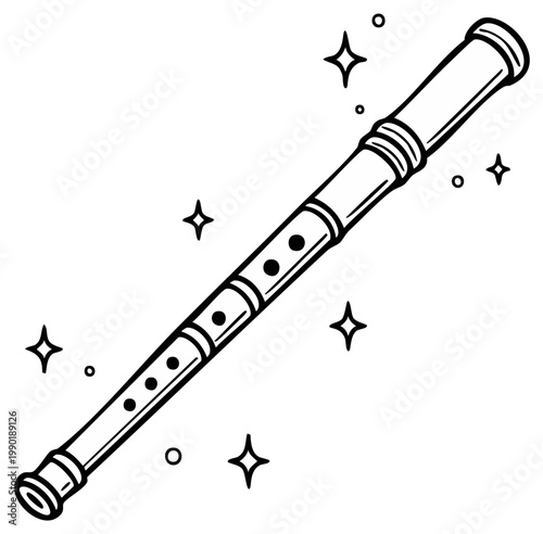 Illustration of a Simple Clarinet with Sparkling Effects