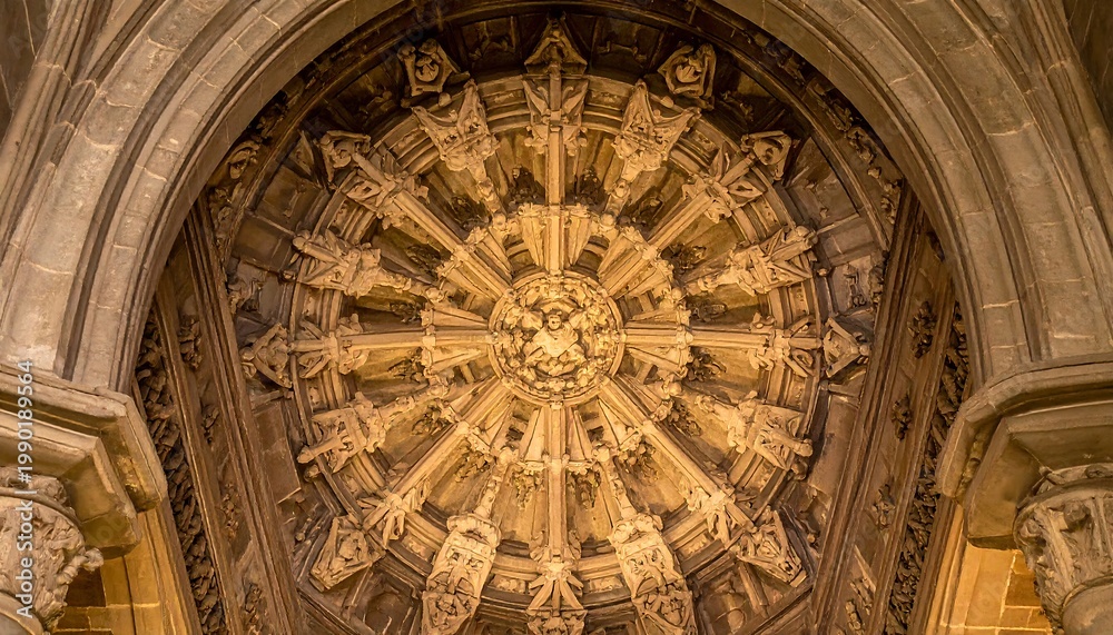 Obraz premium Intricate Gothic Ceiling Architecture Detail.
