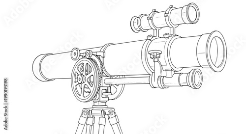 Telescope astronomical with tripod stand and adjustable lenses for stargazing and astronomical observations