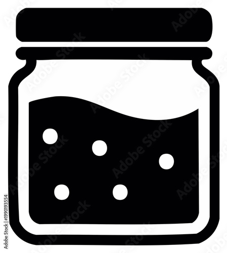 Jelly Jar Filled with Bubbles Pictogram Icon Illustration