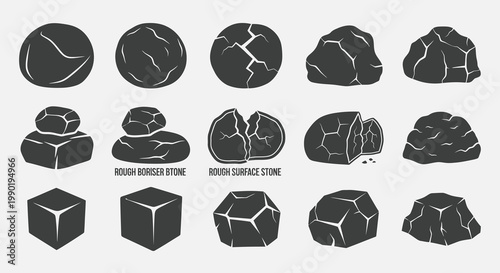 Various Rough Surface Stones and Rocks Vector Elements
