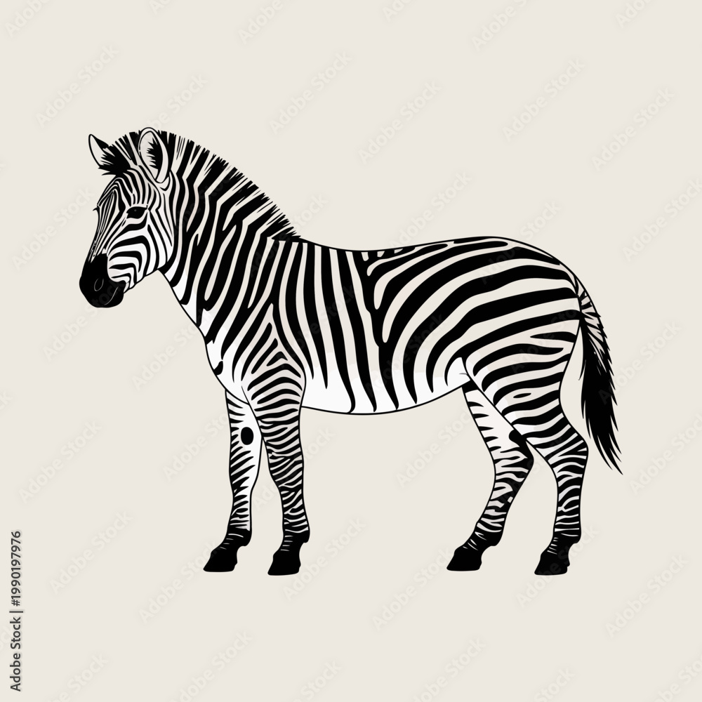 Obraz premium Zebra standing on white background striped animal illustration vector animal mammal