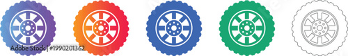 Colorful Car Tire Wheel Icons Set vol 941