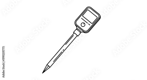 Knife tactical combat with double-edged blade, rope cutter detail, line art icon for adventure and survival design