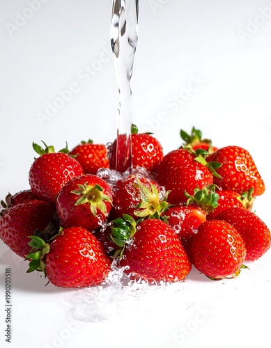 Fresh strawberries being washed with water (1)