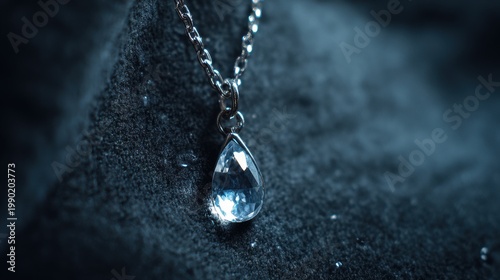 Gleaming Teardrop Pendant Necklace with Silver Chain
