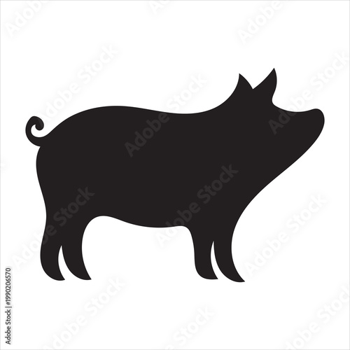  pigs silhouette vector icon on white background.