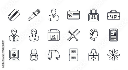 Set of Business and Service Icons: Outline Icons for Web and Mobile UI Design