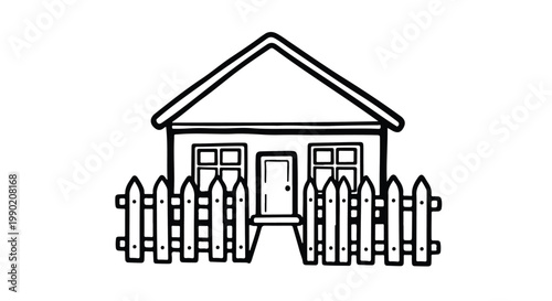 Suburban house with front picket fence