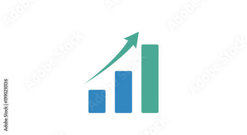 Business growth chart with upward arrow, financial progress, success concept