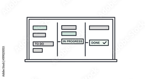 Kanban Board Illustration: To Do, In Progress, Done Tasks Workflow Management
