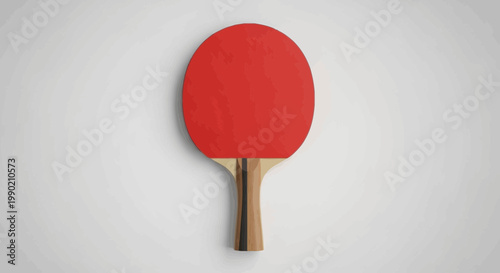 Red table tennis racket with stylized line contour effect against a white backdrop showcasing a playful sports equipment design with depth