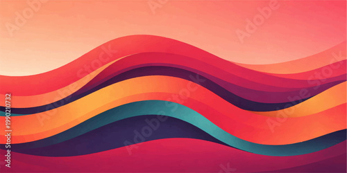 Abstract colorful wave background featuring a vibrant rainbow vector design with wavy orange and red curves as a stylish textured wallpaper backdrop