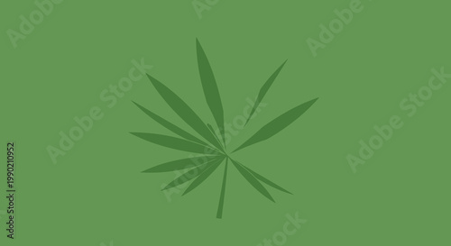 Single green cannabis leaf with pointed segments monochrome flat design vector illustration for medical marijuana branding and product design