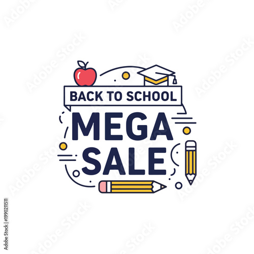 Back to school sale banner with school supplies ingredient