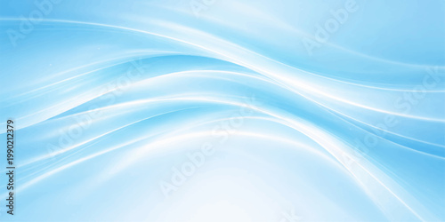 An abstract blue background featuring flowing digital waves of light and soft liquid textures in a smooth vector design pattern