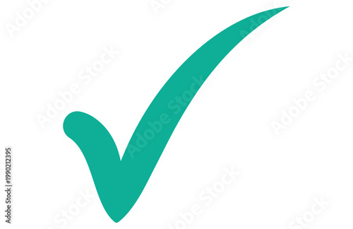 Teal checkmark, green tick, vector icon, approval symbol, confirmation sign