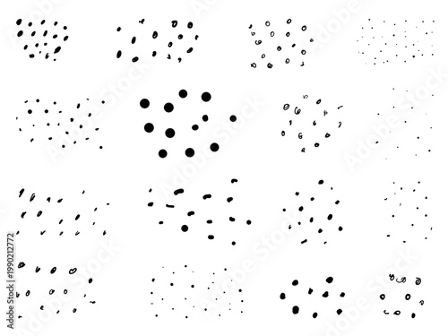 Obraz na plátně Hand Drawn Dots Texture Set Abstract Grain Speckle Noise Vector Collection