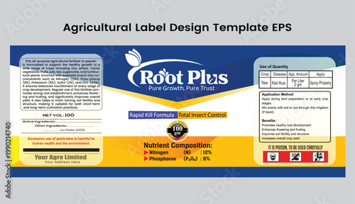 Agricultural Pesticide Bottle Label Design for Product Packaging