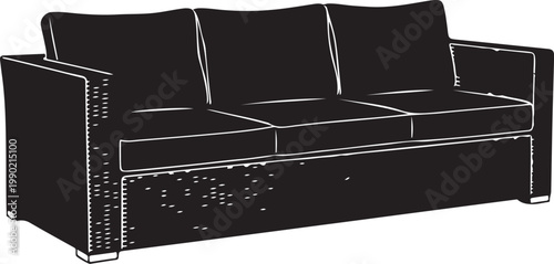 Black leather sofa with studs couch