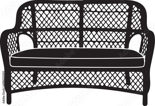 Black wicker loveseat with cushion sofa couch chair