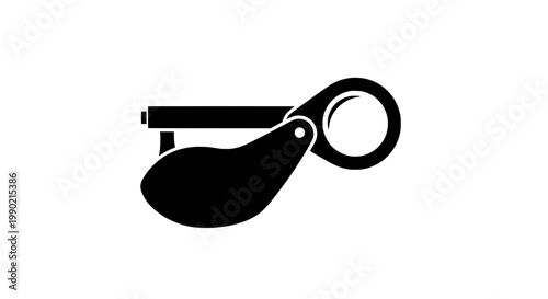 Knife tactical combat with double-edged blade and circular ring guard silhouette on clean background