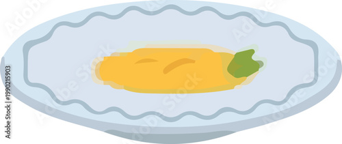Omelette on Plate – Simple Breakfast Food Illustration