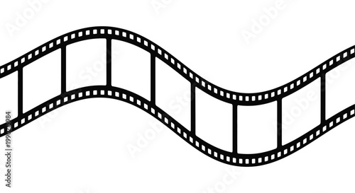 Film Strip Wave Frame Vector Black Silhouette Movie Reel Cinema Ribbon Isolated