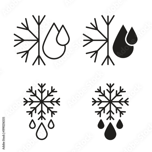 Defrost icon in line and glyph style. Flat and stroke icons