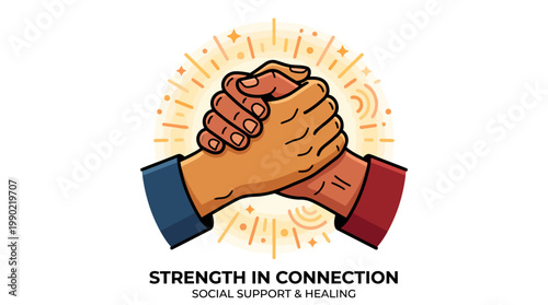 Two hands clasped together showing strength and connection.