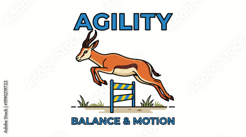 Gazelle Leaping Over Hurdle Demonstrating Agility Balance Motion.