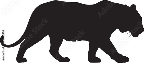Black panther silhouette, wild animal icon, vector illustration, wildlife symbol
