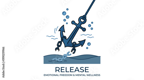 Anchor being lifted from water symbolizing release and freedom.