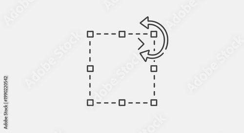 Square shape transformation process by clockwise rotating arrows in dashed line outline design element for software and applications