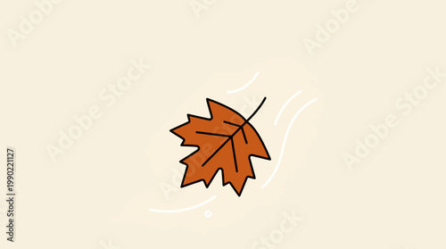 Single Autumn Maple Leaf Falling Isolated.