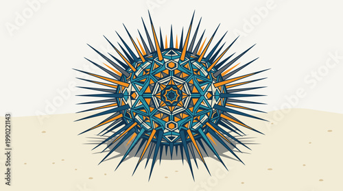 Intricate Sea Urchin Marine Life Abstract Design.