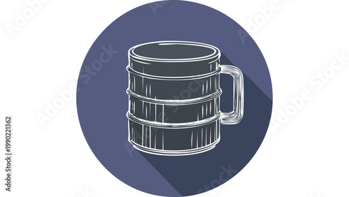 Metal beer mug icon with handle representing beverage drinking culture and refreshment concept vector