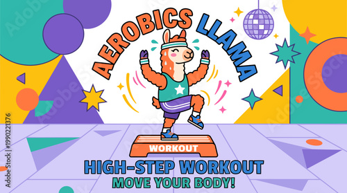 Llama doing aerobics on a step platform.